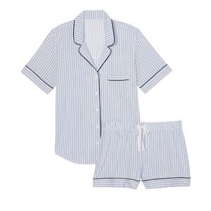 Victoria secret modal short pajamas set blue crescent stripes